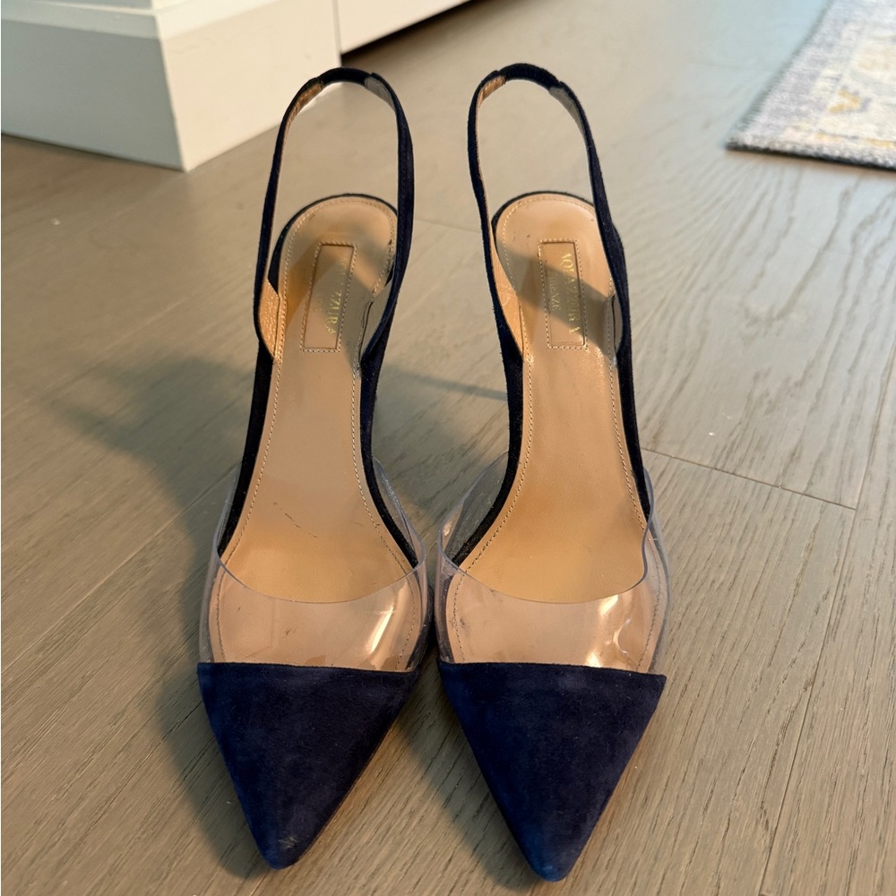 Aquazzura Elegant Navy Slingback Heels